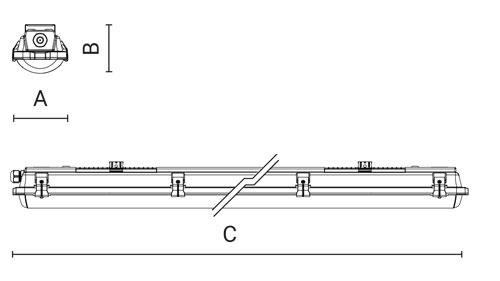 NEFF Plus - Plafoniera stagna, dimensioni